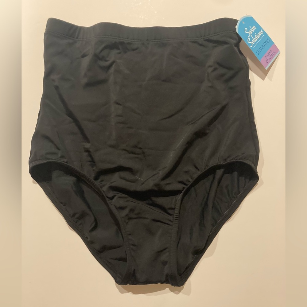 NWT Swim Solutions Ultra High-Waist Swim Brief Bottom Black - Size 12